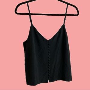 100% Silk Madewell Black Button-Front Cami Top